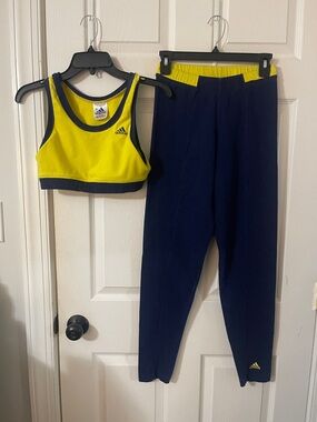 Y2k Adidas Yellow & Navy Women’s Athletic Two-Piece Set